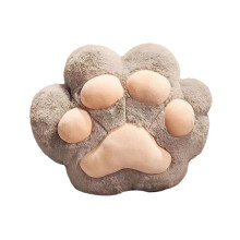 Cat Paw Pillow Hand Warmer Cushion, Soft Plush Lumbar Support, Cute Gray 15.5x13.5 Inch