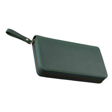 Zippered Leather Cover for 7.28x3.54In Pocket-Dark green