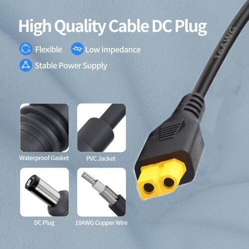 High Efficiency XT60 Connector Cord Car Power Adapter Cable for 1