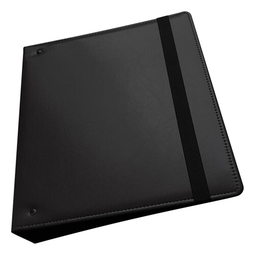 Leather Folder 3 Rings Binder File Holder-Black strapless case