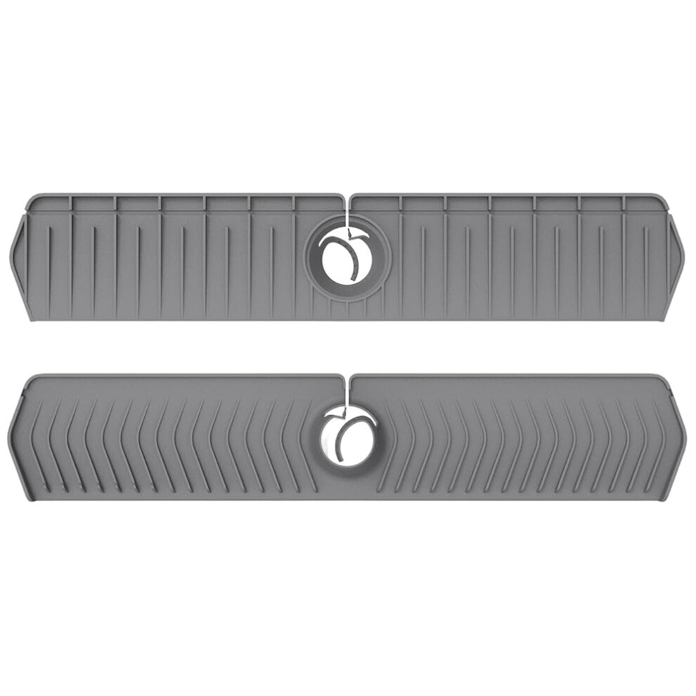 Kitchen Sink Faucet Mat 30In Silicone Splash Guard With Rapid Absorption And Foldable Design Gray 9189345637186