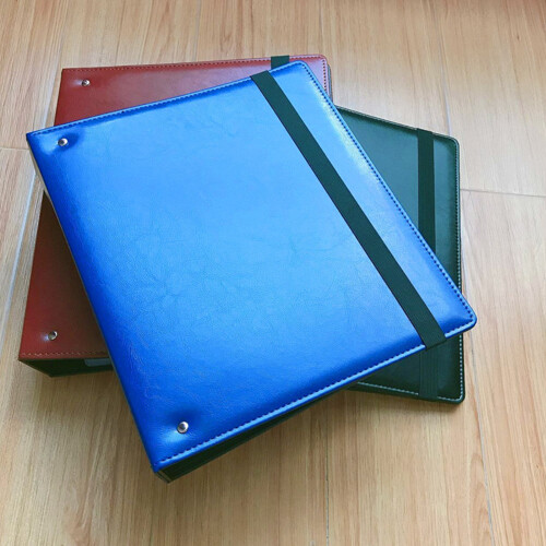 Leather Folder 3 Rings Binder File Holder-Black strapless case 1