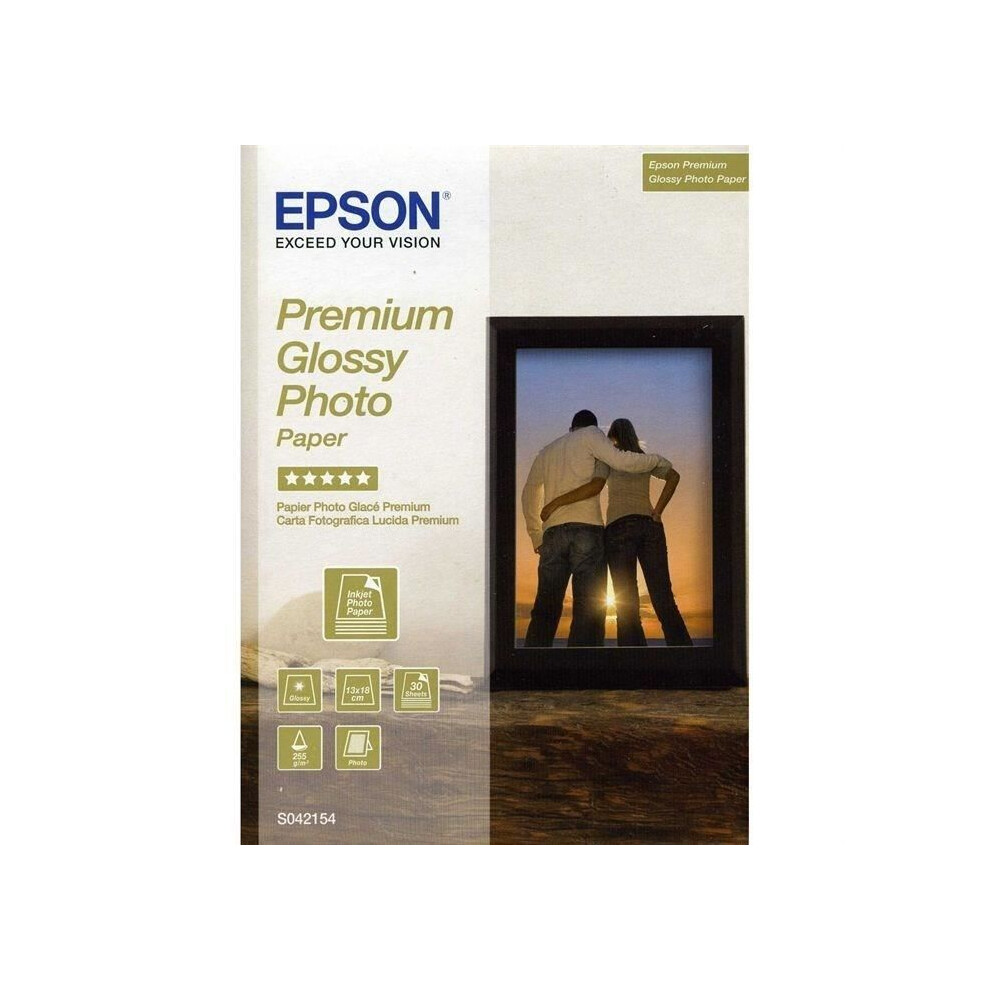 Epson Premium Glossy Photo Paper, 130 X 180 Mm, 255G/M2, 30 Sheets Photo Paper