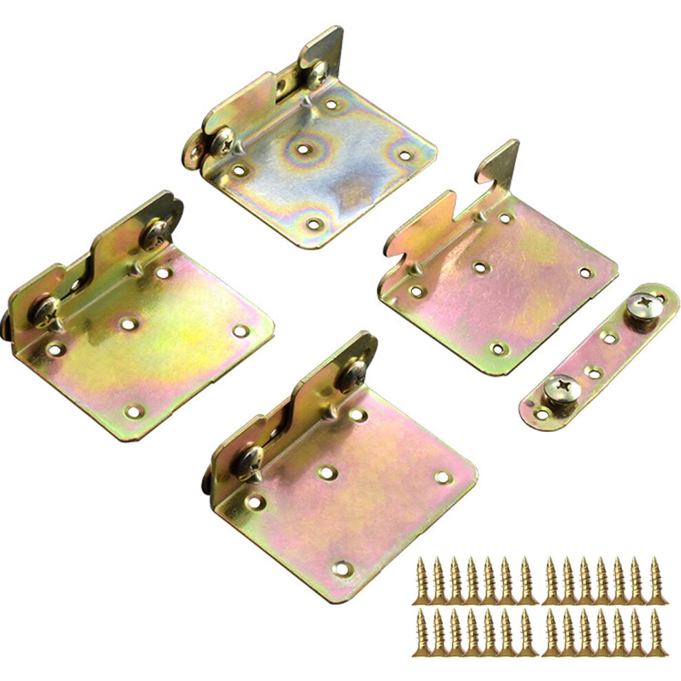 4Pcs Heavy Duty Non Mortise Bed Rail Brackets For Wood Frame Headboard And Footboard With Screws 9189345637070