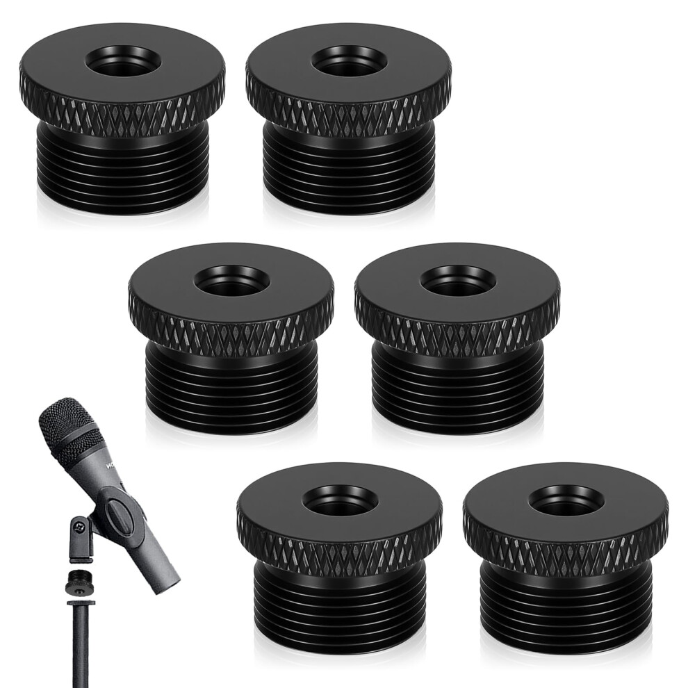 6 Pack 1/4 To 5/8 Microphone Stand Adapter, Aluminum Knurled Mic Stand Thread Converter 9189345634949