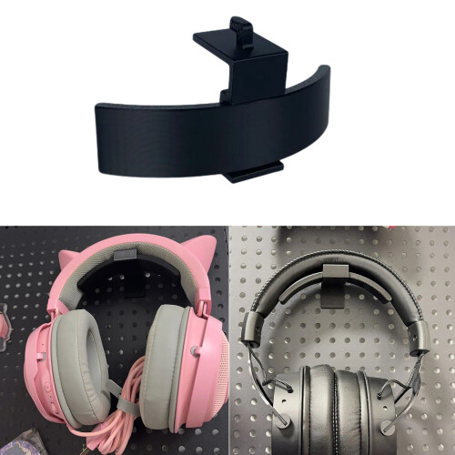 Wall Mount Headphone Stand Universal Plastic Under Desk-Black 2