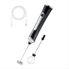 Handheld Electric Milk Frother with 2 Heads,Coffee Whisk Foam Mixer with USB Rechargeable 3 Speeds, Foam Maker Blender A