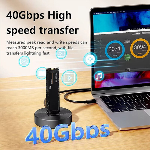 M.2 NVME SSD Docking 40Gbps Transfer External Compatible with 4/3 USB4.0 Docking Station 2