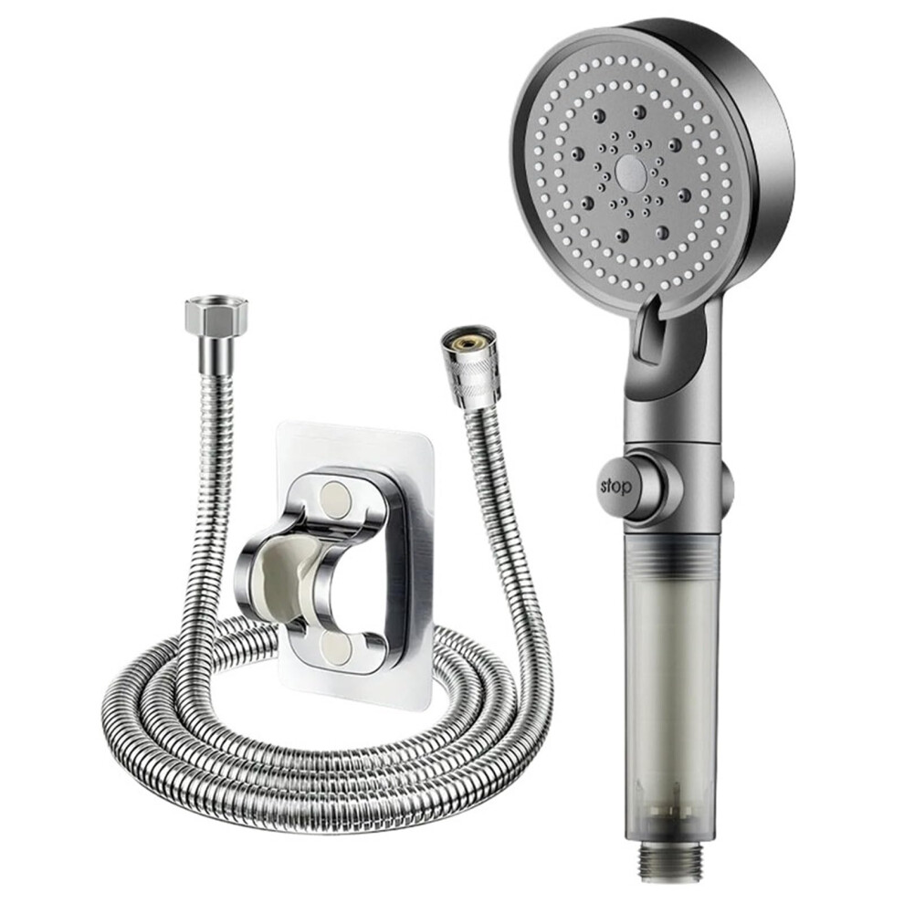5Speed Pressure Handheld Shower Head With Filter, Universal Fit, Grey Bathroom Set 9119770774576