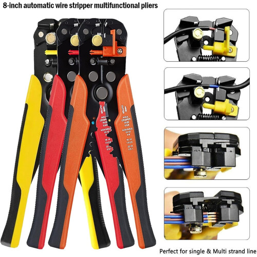 Crimping Tool with Precision Ratchet and Adjustable Force, Automatic Wire Stripper for Terminals 0.26mm 1
