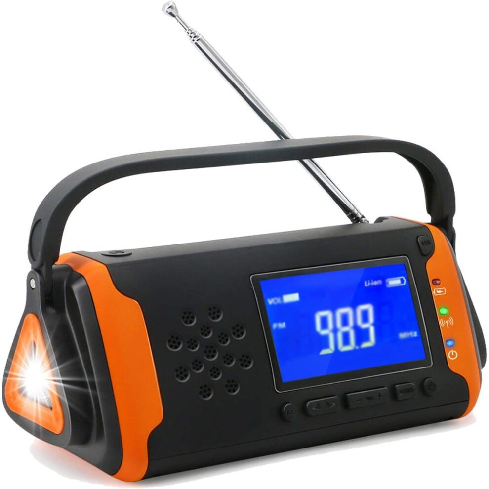 N O A A Weather Alerts Radio,Solar Powered Hand Crank Portable Power Bank For Emergency,Am Fm Shortwave,Rechargeable Lithium Battery,Digital Display 9139052181199
