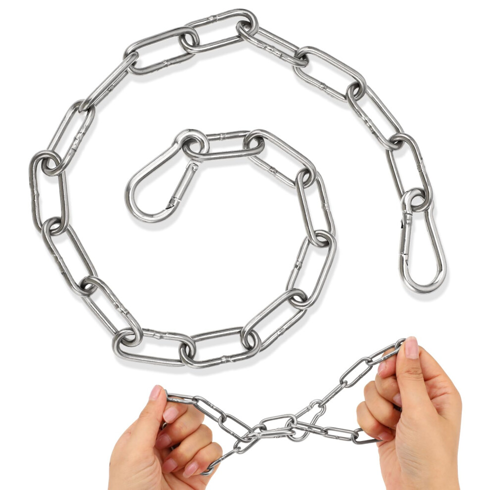 Stainless Steel Gate Chain With Carabiners, Heavy Duty Lock For Outdoor Farm And Pet Fences 9426802881684