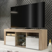 TV Unit 145cm Pulse - Oak & White Gloss Doors