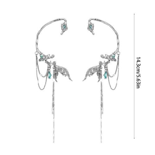 Chic Frosted Silver Earpiece Designed With Curved Tail And 1