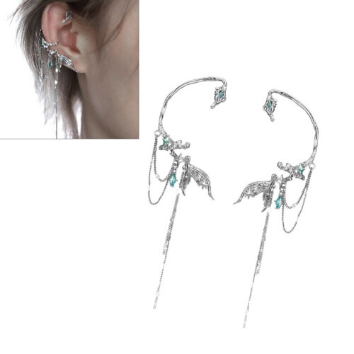 Chic Frosted Silver Earpiece Designed With Curved Tail And 2