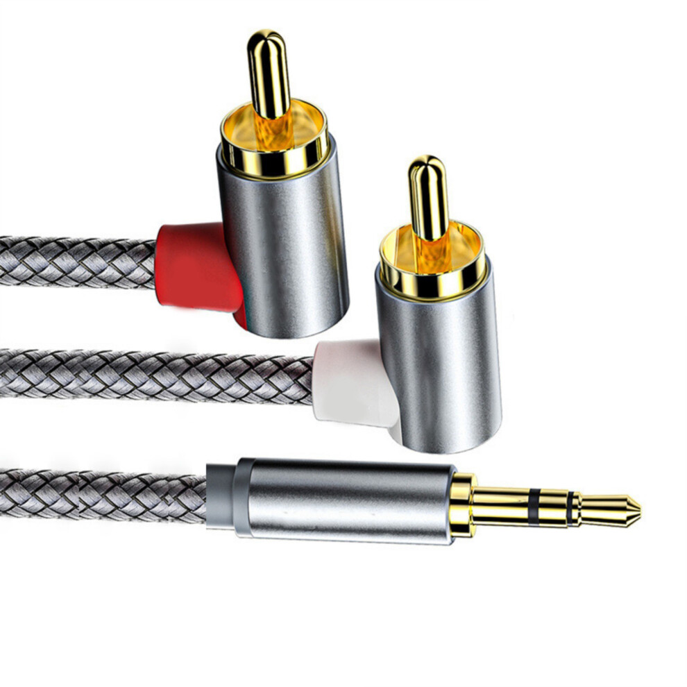 Lightweight 3.5Mm Auxiliary To 2Rca Cable For-1M Elbow Grey 7709000250202