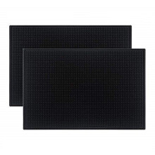 2 Pack 18x12 Black Rubber Bar Mat, Non Slip Spill Mats for Countertop, Home Bar and Kitchen