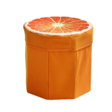 Storage Ottoman with Lid, Foldable Flannel Cube Footstool for Bedroom Entryway, Orange