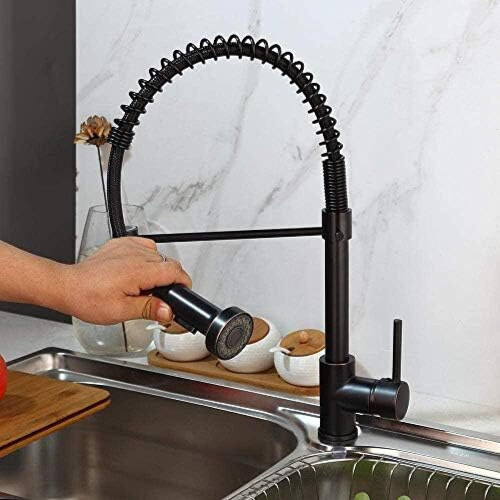 Solid Brass Kitchen Faucet with Pull Out Sprayer, 360 Degree Swivel, Leak and Splash 1