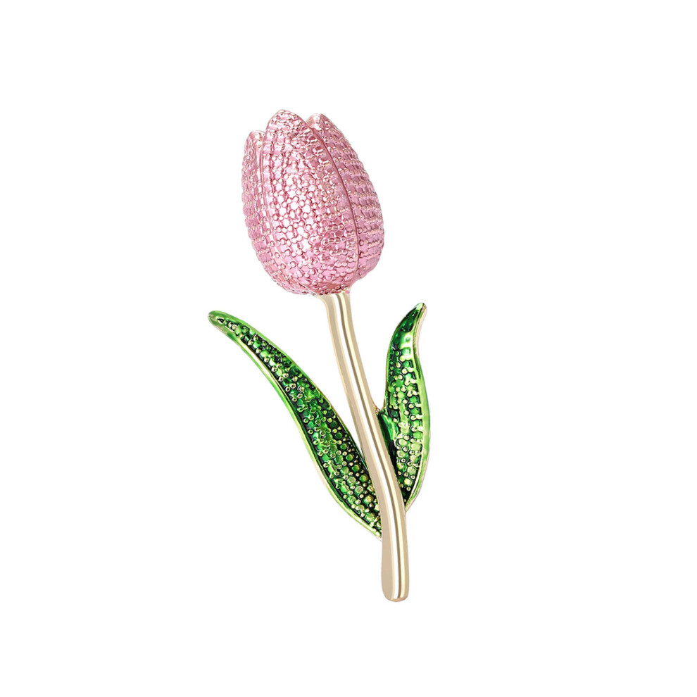 Pink Handmade Floral Alloy Brooch Enamel Coated Tulips Designs