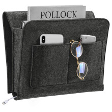 Bedside Caddy Felt Bedside Storage Organizer with Multiple Pockets for Dorm and Bunk Beds Grey