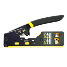RJ45 Pass Through Crimping Tool for Cat5 Cat6, DualUse Network Cable Crimper with Adjustable Ratchet, 5.3in Compact Size