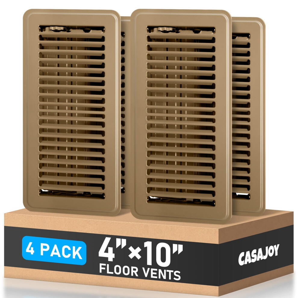 4 Pack 4X10 Floor Vent Covers Metal Rust Proof Heavy Duty Floor Registers For Home Brown 9189345638237