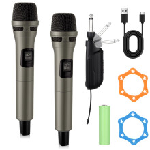 Dual Wireless Karaoke Microphone System with Noise Reduction, 2.4GHz Receiver, Long Battery Life