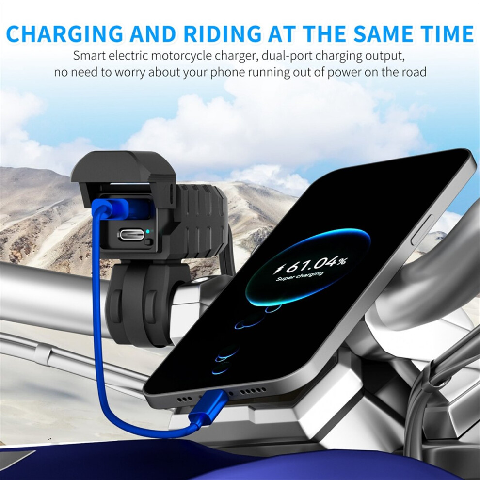 Qc3.0 Motorcycle Usb Charger Waterproof Pd3.0 Port Socket Handlebar Quick Charger Adapter With Voltmeter Accessories 4852240192429
