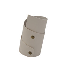 PU Leather Pen Cup Desk Pen Container Makeup Brush-Beige Color
