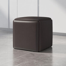 5in1 Leather Ottoman with Storage, Convertible Footstool for Small Living Room, Brown Cube Chair