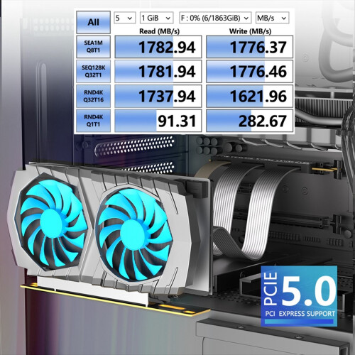 PCI-E 5.0 16X PCIe 5.0 Expansion Cable 90 Degree Vertical Installation GPU Cable for Desktop PC Computer 1