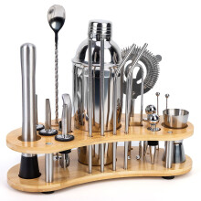 Cocktail Shaker Set 19Piece Bartender Kit with Arc Stand and Recipe Guide for Home and Bar