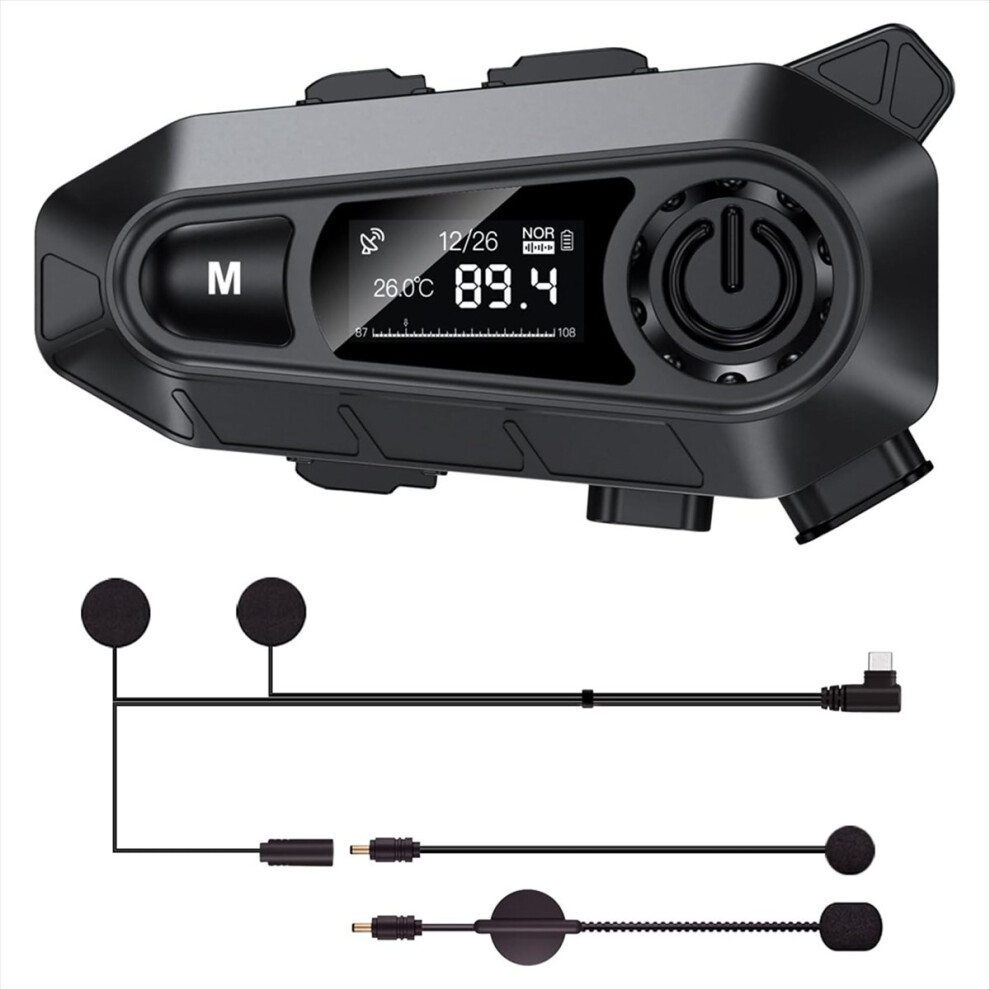 Motorcycle Bluetooth Headset, Helmet Bluetooth Headset With 2 Type Mics, Hands-Free Call/Music/Ipx6/Noise Cancellation 4852240192856