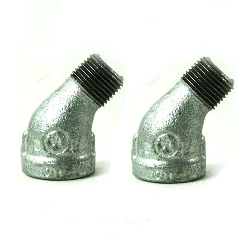 2 Pack 3/8 Inch Galvanized Steel 45 Degree Street Elbow For Primex 82891 Leak Connection 9189345638251