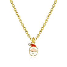 Holiday Charm Necklace Copper Rhinestones Neckchain Christmas-5