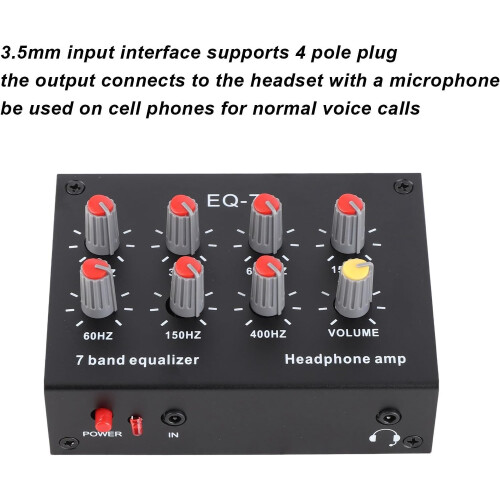 7 Band Audio Equalizer with Amplifier, Precise 12dB Bass Control, Dual Channel, 3.5mm Input 1