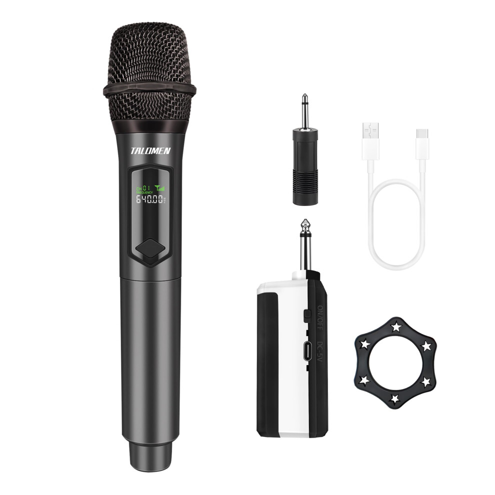 Wireless Microphone with Stable 2.4G, Noise Reduction, 160Ft Range, Rechargeable Karaoke Mic Set Gray-image-OPC-PNRT9XQ-NEW