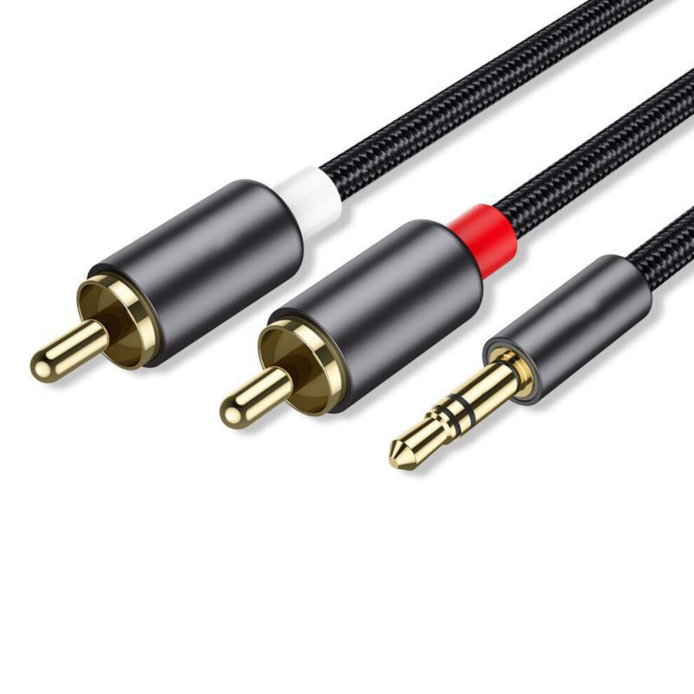 Plate 3.5Mm Auxiliary To 2Rca Cable-2M Straight Head Gold/Gray 7709000251537