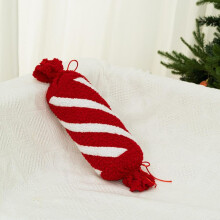 Christmas Throw Pillow Red and White Candystripe Plush Cushion for Sofa Bed Holiday Décor