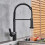 Black Kitchen Faucet with Pull Down Sprayer, Deck Mounted Solid Brass Mixer Tap, 2 Function Spout 1