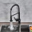 Black Kitchen Faucet with Pull Down Sprayer, Deck Mounted Solid Brass Mixer Tap, 2 Function Spout 2