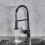 Black Kitchen Faucet with Pull Down Sprayer, Deck Mounted Solid Brass Mixer Tap, 2 Function Spout 3