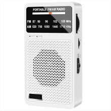 Portable AM FM Radio, Pocket Radio with Speaker & Headphone Jack,Mini Transistor Radios with Back Clip for Elderly White