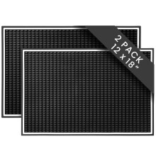 Bar Mat 2Pack, Large NonSlip Rubber Coffee Bar Mats for Countertop SpillProof Protection Black