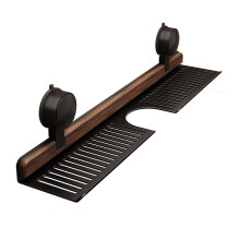 Bathroom Sink Storage Rack with Industrial Suction Cup, NoDrill Faucet Organizer, Walnut 40cm Black