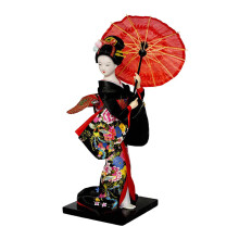 Japanese Geisha Doll with Elegant Traditional Kimono, Authentic Japanese Figurine for Home Decor 10 Inch