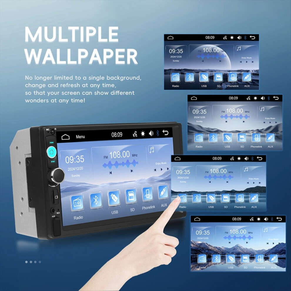 7 Inch Double Din Car Stereo Supports Wired Carplay/Mirror Link/Fm, Car Audio Receiver Mp5 Multimedia Player With Camera 4852240193242
