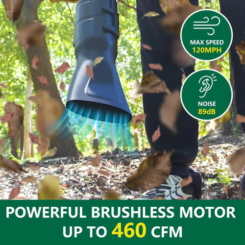 Cordless Leaf Blower 460CFM 120MPH Brushless Motor with Variable Speed for Garden Cleaning 1