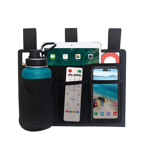 Bedside Storage Organizer with Secure Straps, Hanging Caddy for Dorm, Bunk Bed, Hospital Use